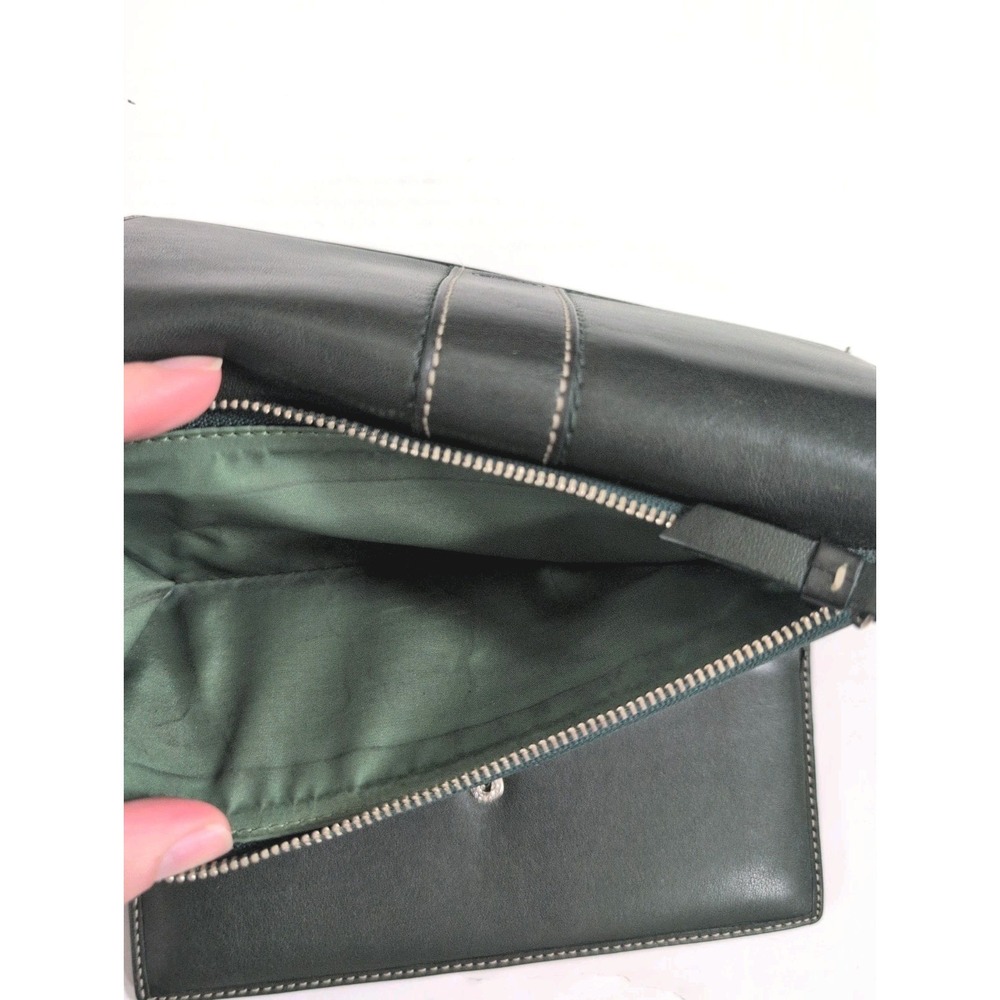 Vintage Coach Hampton Black Leather Wallet Tri Fold w/ Check Hold Green Interior - Picture 9 of 9
